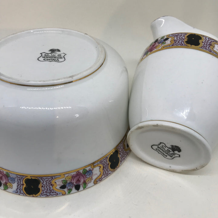 Vintage CWS WINDSOR China SUGAR / SLOP BOWL and CREAM JUG CREAMER