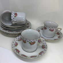 Load image into Gallery viewer, 4 Vintage VICTORIA Czech-Slovakia COFFEE TEACUP DUOS plus 3 TEA PLATES