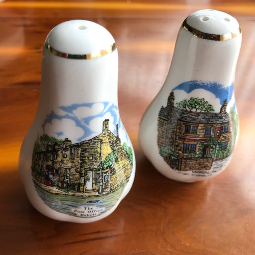 ESHOLT West Yorkshire Souvenir Collector SALT & PEPPER Shakers Post Office & Pub
