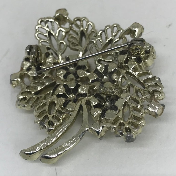 Vintage CORO Costume Jewellery BROOCH Silver Tone Faux Pearls 1940s