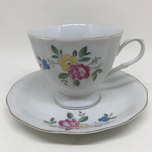 2x Chinese FLORAL MOTIF TEA CUP SET DUO