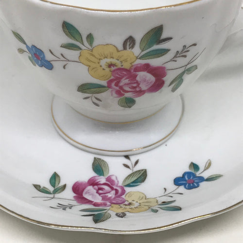 2x Chinese FLORAL MOTIF TEA CUP SET DUO