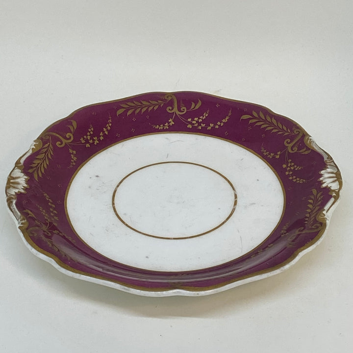 2 x Regency Antique SPODES Burgundy SERVING or CAKE PLATES 9" and 7.5"