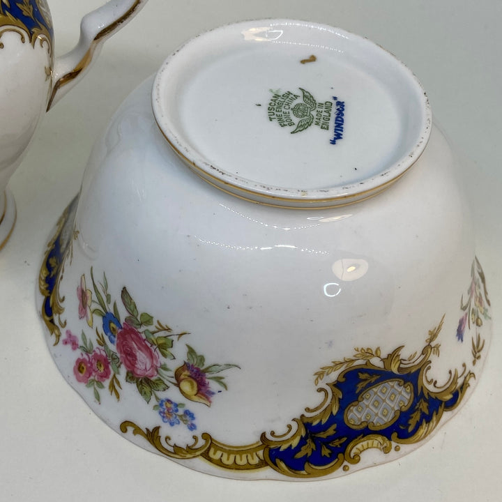 TUSCAN China SUGAR BOWL AND CREAMER Windsor Pattern