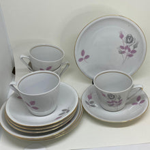 Load image into Gallery viewer, Vintage Chinese Floral Tea Set - 4x TRIOS Teacup, Saucer and Tea Plate