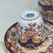 Load image into Gallery viewer, 2 x Small Antique French SARRAGUEMINES Tea Cups (Purple)