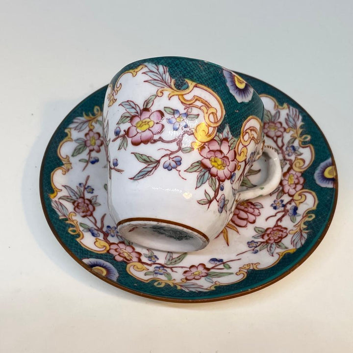 Small Antique French SARRAGUEMINES Tea Cups (Green)