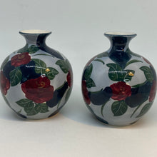 Load image into Gallery viewer, 2 x Ceramic BUD VASES Hand-Painted Bold Colours 4.25&quot;