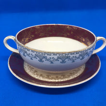 Load image into Gallery viewer, Vintage J &amp; G MEAKIN Sol Golden Court Burgundy LUNCH PLATES, GRAVY BOAT, TUREENS