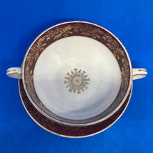 Load image into Gallery viewer, Vintage J &amp; G MEAKIN Sol Golden Court Burgundy LUNCH PLATES, GRAVY BOAT, TUREENS