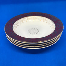 Load image into Gallery viewer, Vintage J &amp; G MEAKIN Sol Golden Court Burgundy LUNCH PLATES, GRAVY BOAT, TUREENS