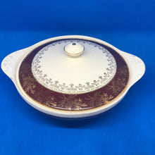 Load image into Gallery viewer, Vintage J &amp; G MEAKIN Sol Golden Court Burgundy LUNCH PLATES, GRAVY BOAT, TUREENS